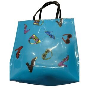 Bloomingdales Little Blue Tote Purse Handbag Lunch bag Vinyl Plastic Rare